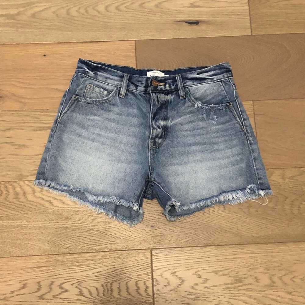 Bohme Jean Denim Shorts Sz 26 Raw Hem High Waist Button Fly